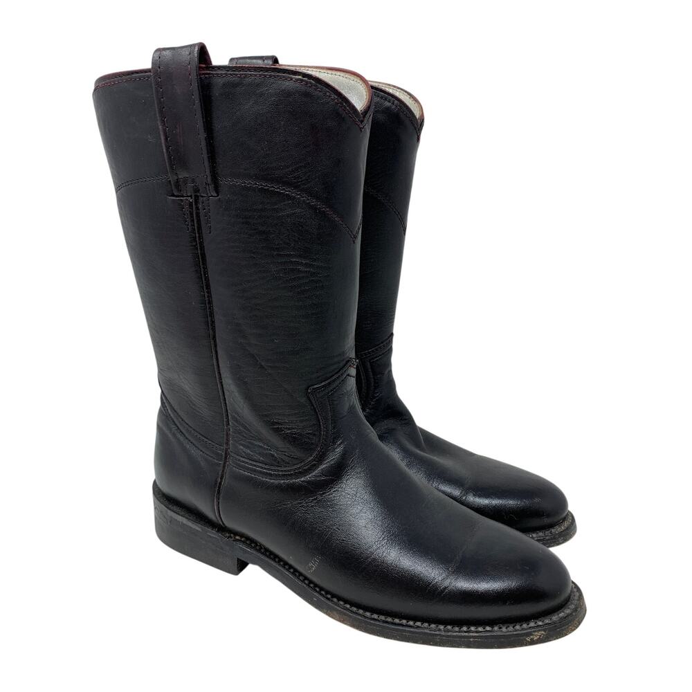 Vintage Cowtown Boots Womens 4.5 Black Leather Roper Cowboy Western Made Mexico